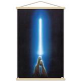 Star Wars: Original Trilogy - Blue Lightsaber Wall Poster with Wooden Magnetic Frame 22.375 x 34