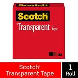 Scotch Transparent Tape Clear Finish Cuts Cleanly Engineered for Office and Home Use 1/2 x 1296 Inches Boxed 1 Roll 600