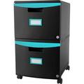 Storex Industries 61315U01C 2-Drawer Mobile Filing Cabinet - Black & Teal