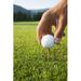 Golfer sets up a ball on the tee of a golf course on a summer evening; Whistler British Columbia Canada Poster Print (12 x 18)
