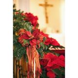 Edmonton Alberta Canada; Christmas Garland With Poinsettias On A Wooden Railing Poster Print by LJM Photo / Design Pics (22 x 34)