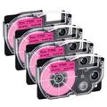 GREENCYCLE 4 Pack Compatible for Casio XR-9FPK XR9FPK Black on Fluorescent Pink Label Tape for KL-120 KL-60 KL-100 KL750 KL780 KL2000 KL7000 KL7200 KLP1000 Label Maker 9mm 3/8 Inch x 5.5m 18 Feet