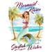 Siesta Key Florida Mermaid Kisses and Starfish Wishes Watercolor (24x36 Giclee Gallery Art Print Vivid Textured Wall Decor)