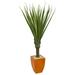 Nearly Natural 6 ft. Cornstalk Dracaena Artificial Plant in Blue Planter (Real Touch)