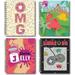 B-THERE Bundle of 4 Stationery Soft Cover 5 x 6 Spiral Bound Notebook w/OMG Dinosaurs Jelly and Game-on Covers
