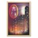 Modern Wall Art with Frame Big City Theme Urban Skyline Night Scene Full Moon Stars and Skyscrapers Image Printed Fabric Poster for Bathroom Living Room 23 x 35 Multicolor by Ambesonne