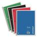 3PK Universal UNV66624 Wirebound Notebook 1 Subject Wide/Legal Rule Assorted Color Covers 10.5 x 8 70 Sheets 4/Pack