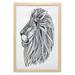 Lion Wall Art with Frame Wilderness Savannah Animal with Boho Mane Made from Leaves Illustration Printed Fabric Poster for Bathroom Living Room Dorms 23 x 35 Black and White by Ambesonne