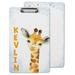 Printtoo Personalized Decorative Clipboard for Kids Gift Office School Hardboard Letter Size w/ Low Profile Clip w/ Free Marker & Eraser Giraffe-9x15 Inch