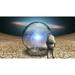 Surrealism. Astronaut stands in arid land before crystal ball with energy Poster Print by Bruce Rolff/Stocktrek Images (17 x 11)