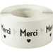 Merci French Thank You White Adhesive Stickers 1 Inch Round Circle Dots 500 Labels Per Roll