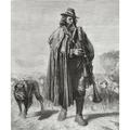 19Th Century Italian Shepherd With His Dog And Sheep Playing Bagpipes. From Italian Pictures Published 1895. Poster Print (28 x 34)