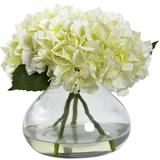 Nearly Natural Large Blooming Hydrangea Artificial Flowers with Vase Off-White