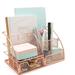 Rose Gold Desk Accessories Rose Gold Office Supplies Organizer Metal Mesh Desk Organizer with 1 Drawer Mini Sliding Drawer