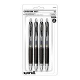 uni-ballÂ® 207â„¢ Retractable Fraud Prevention Gel Pens Ultra Micro Point 0.38 mm Translucent Black Barrels Black Ink Pack Of 4