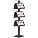 M&T Displays Literature Floor Stand with 6 Height Adjustable Steel Shelves Double Sided (Black)