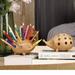 Visland Hedgehog Wooden Pen Cup Pencil Holder for Desk Decor Organizer Creative Home Tabletop Ornament Lovely Gift Wooden Storage