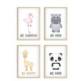 Awkward Styles Baby Animals Poster Set of 4 Safari Nursery Decor for Girls Motivational Quotes Be Curious Boys Room Decor Kids Room Playroom Posters No Frame