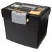 Portable File Box with Large Organizer Lid Letter Files 13.25 x 10.88 x 11 Black