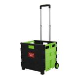 Karmas Product Folding Shopping Cart with Wheels Collapsible Hand Rolling Crate Grocery Cart for File Office Travel 14 x 15 x 13 inch 55 lbs Capacityï¼ŒGreen