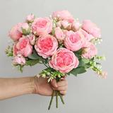 SPRING PARK 1Pc 5-Head Fake Roses for DIY Wedding Bouquets Centerpieces Arrangements Party Baby Shower Party Home Decorations