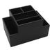 Dacasso Black Leather Desk Supply Organizer - 8 x Coaster - 6 Compartment(s) - Desktop - Black - Top Grain Leather Velveteen - 1 Each