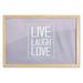 Live Laugh Love Wall Art with Frame Greyscale Polygonal Pattern Background with Rectangular Frame Words Printed Fabric Poster for Bathroom Living Room 35 x 23 Pale Grey White by Ambesonne