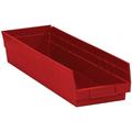 Box Partners Plastic Shelf Bin Boxes 23 5/8 x 6 5/8 x 4 Red 8/Case BINPS122R