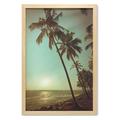 Palm Tree Wall Art with Frame Sunset Tropical Beach Dusk on Pacific Ocean Vintage Exotic Trees Landscape Print Printed Fabric Poster for Bathroom Living Room 23 x 35 Green Brown by Ambesonne