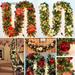 BadPiggies 8.9ft Pre-Lit Christmas Garland Wreath Festive Holiday Decorations LED Ornaments Artificial Pine Green Garland DIY for Outdoor Indoor