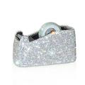 Bling Bling Crystal Luxury Handmade Diamond Desktop Tape Dispenser for Fashion Girls Women (White)