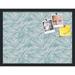 PinPix 24x18 Custom Cork Bulletin Board White Aqua Poster Board Has a Fabric Style Canvas Finish Framed in White Aqua by ArtToFrames (PinPix-1876)