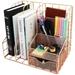 Rose Gold Desk Organizer Supplies Accessories Storage Caddy Desktop Organizer with Pencil Holder Pen Holder Paper Organizer