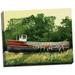 Gango Home Decor Coastal Painterly Decor | Red & Green Awaiting Repairs Boat Nautical by Gregory Gorham (Ready to Hang); One 14x11in Hand-Stretched Canvas