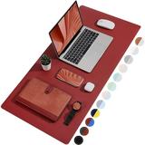 TOWWI Dual Sided Desk Pad Large Desk Mat Waterproof Desk Blotter Protector Mouse Pad Leather Desk Pad Large for Keyboard and Mouse (32 x 16 Red/Blue) Red/Blue 32 x 16