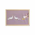 Goose Wall Art with Frame Funny Image of a Hands Carrying a Special One Among Ordinary Other Printed Fabric Poster for Bathroom Living Room 35 x 23 Grey Pink Mustard and White by Ambesonne