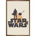 Star Wars: The Mandalorian - Mando and Sleeping The Child Illustration Wall Poster 22.375 x 34 Framed