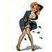 Pinup Girl Blonde With Wind Blowing Up Her Poster Print (24 x 36)