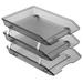 Acrimet Facility 3 Tier Letter Tray Front Load Plastic Desktop File Organizer (Smoke Color)