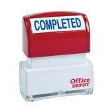 Office Depot Pre-Inked Message Stamp Completed Blue 035562