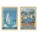 Classic Retro RIViera & Greece Travel Posters; Two Large 24x36 Poster Prints