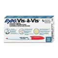 Expo Vis-A-Vis Wet-Erase Overhead Transparency Marker Fine Point Red Ink Dozen