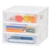 IRIS USA Medium 3-Drawer Stacking Desktop Organizer 1 Pack Plastic Drawer Storage Container for Stationery Art Craft Supplies White