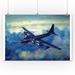 USAF Airplane (blue on blue) Vintage Poster (artist: Horan) USA (24x36 Giclee Gallery Print Wall Decor Travel Poster)
