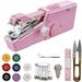 Pink Handheld Sewing Machine Mini Portable Electric Sewing Machine for Adult Easy to Use and Fast Stitch Suitable for Clothes Fabrics DIY Home Travel