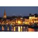 Boats Moored On River Suir At City Waterfront At Night; Waterford City County Waterford Ireland Poster Print (38 x 24)