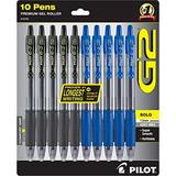 Pilot G2 Bold Pens Premium Gel Pens Bulk Pack Of 10 Pilot G2 Pens 5 Black G-2 & 5 Blue Ink Pens 1.0mm Medium Point Retractable Rolling Ball Office & School Pens for Women & Men.