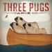 Three Pugs in a Canoe v Poster Print by Ryan Fowler