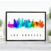 Pera Print Los Angeles Skyline California Poster Los Angeles Cityscape Painting Unframed Poster Los Angeles California Poster California Home Office Wall Decor - 18x24 Inches