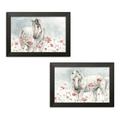 Gango Home Decor Shabby-Chic Wild Horses I & II by Lisa Audit (Ready to Hang); Two 18x12in Black Framed Prints